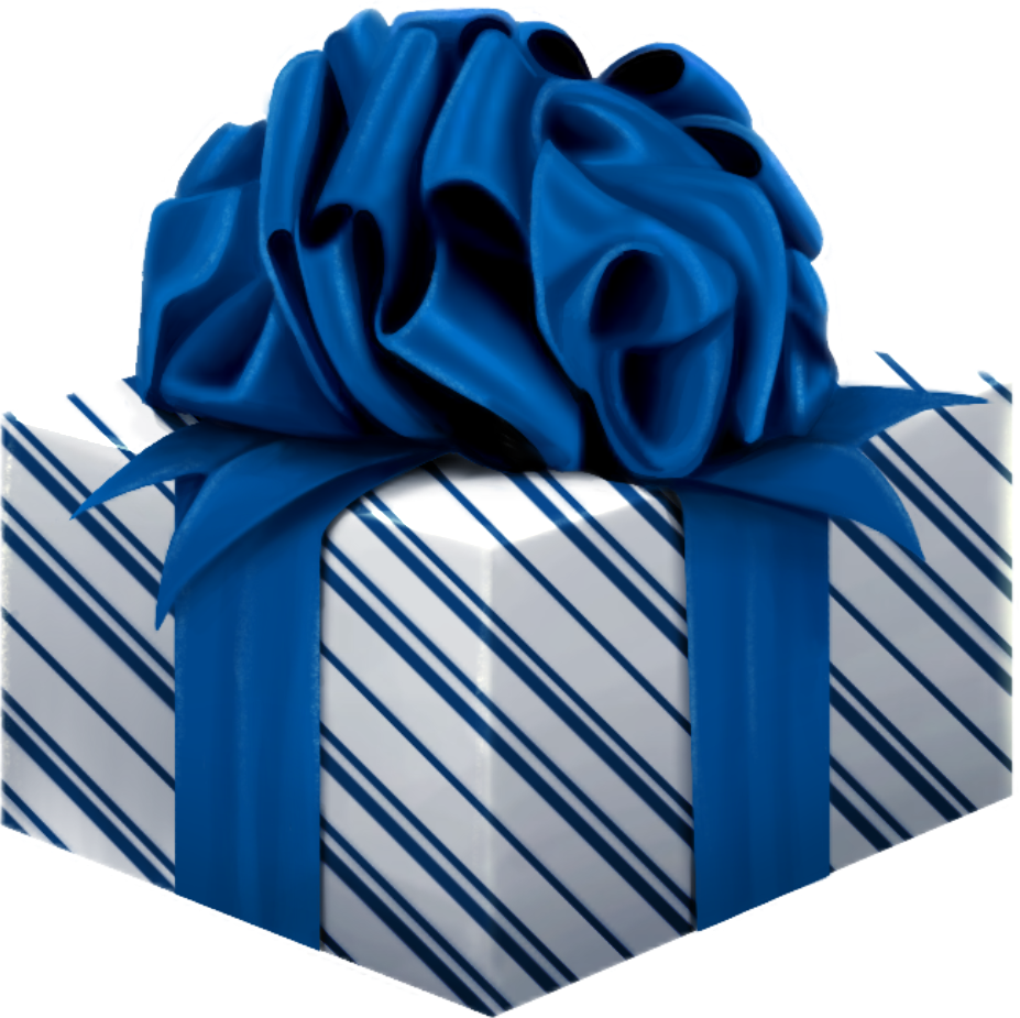 Blue and white present